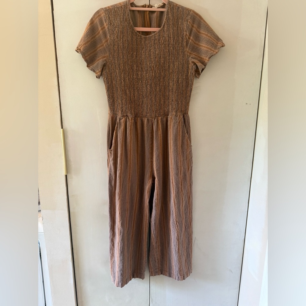 Roolee Brown Striped Jumpsuit